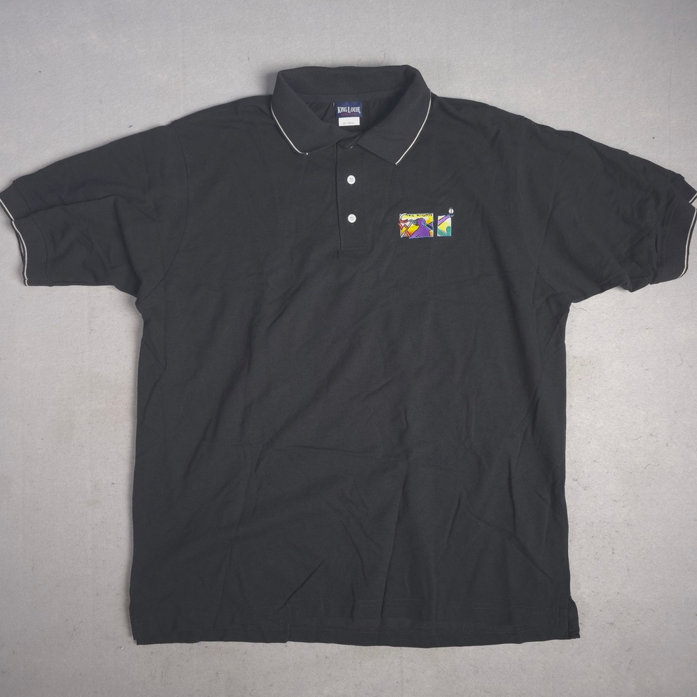 Vintage King Louie USA CWA Civil Rights‎ Polo Shirt Mens 2XL Black Short Sleeve